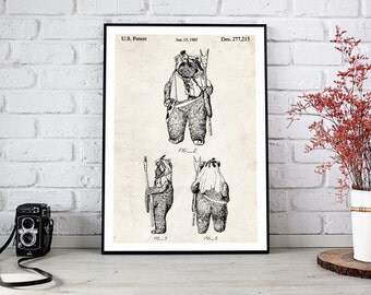 Printable Art, Ewok print, Star wars patent poster, DIGITAL PRINTABLE poster, wall decor, Instant DOWNLOAD, Home Decor, wall art, Office Art