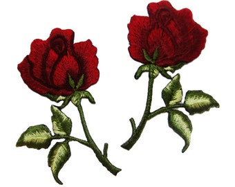 Flower Patches Red Rose Patches iron on Patch Embroidered Patches Patch Single Rose Bunch APSR01 New
