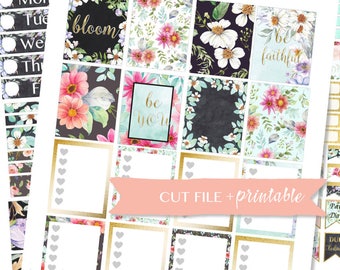 PRINTABLE PLANNER STICKERS, July Planner Sticker, Summer Floral, Flower Planner, weekly planner stickers, printable weekly set, flower kit
