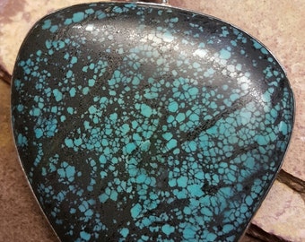 Sterling Silver Pendant with Spiderweb Turquoise