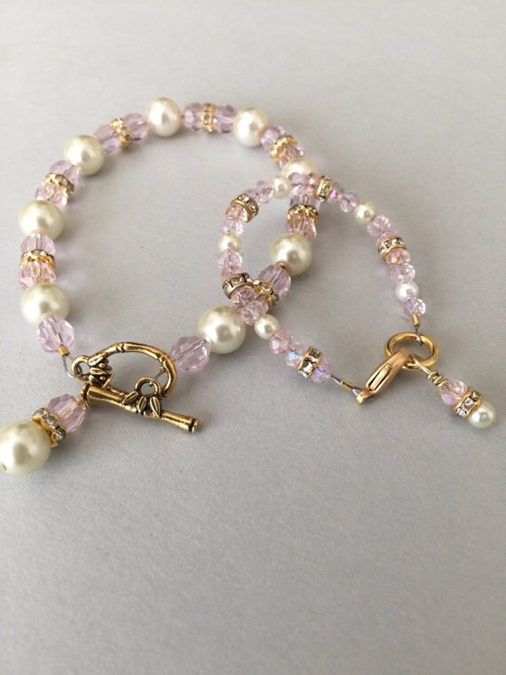 Items similar to Mother Daughter Bracelets || Matching bracelet || Pink ...