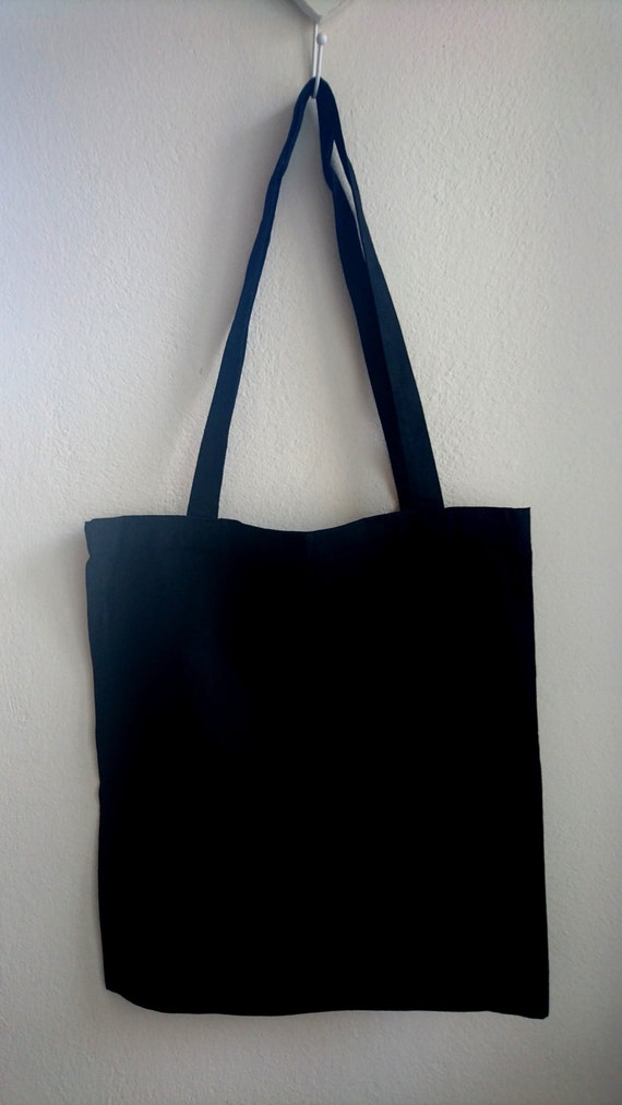 Blank tote bags-Plain black canvas bag-D.I.Y. cotton by inkmystich