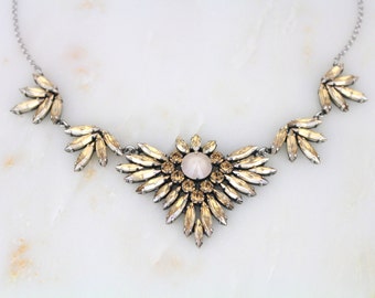 Crystal Bridal necklace, Wedding necklace, Wedding jewelry, Crystal necklace, Statement necklace, Swarovski necklace, Champagne crystal