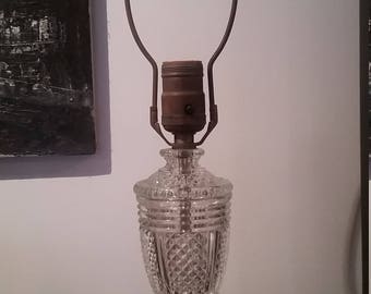 Czech Lamp, Vintage Glass Lamp with Marble Base, Czechoslovakia marked Lamp