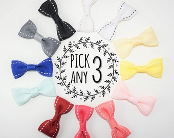 Infant Hair Clips, 3-Pack, Baby Girl Hair Clips, Baby Bow Clips, Baby Hair Clips, Baby Hair Bow, Toddler Hair Clips, 707