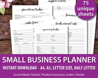 Small Business Planner Printable, Small Business Binder, Productivity Planner, Project Management, Order Form Templates, A4 Letter Size