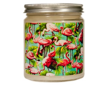 Vintage Flamingo Candle, Tropical Decor, Beach Soy Candle, Flamingo Candle, Scented Candle, Container Candle, Soy Candle, Summer Candle
