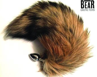 Brown Butt Plug Tail / Mature / Anal Sex Toy / Fox Fur Tail / Fox Butt Plug Tail / Fast Shipping
