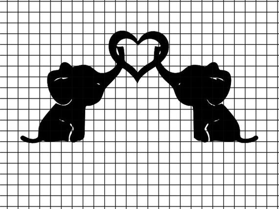Download 2 Baby elephants holding heart SVG/DXF/download for Cricut and
