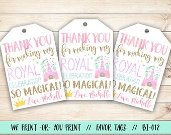 Princess Party Tag, Princess Birthday Tag, Princess Party Favor Tag, Princess Birthday Favor Tag, Princess Tag, Princess Thank You Tag