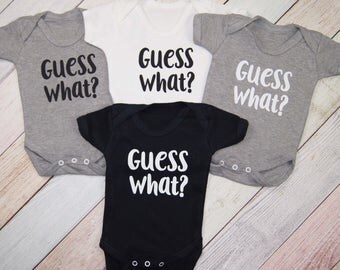 Baby Announcement Bodysuit - Pregnancy Announcement - Pregnancy Reveal - Guess What - We're Having a Baby - Baby Time