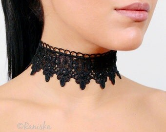 UMA Tattoo Lace Choker Necklace BLACK Necklace Boho Choker Necklace Gothic Choker