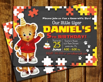 Daniel Tiger Invitation, Daniel Tiger Chalkboard Birthday, Daniel Tiger Invite, Daniel Tiger Thank You Card | MDA_01