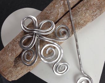 Celtic shawl pin, silver scarf pin, hair slide, celtic brooch, fashion accessories, sweater clip, handmade jewelry, gift for her