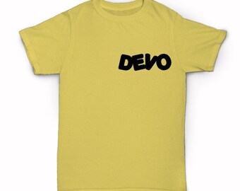 Devo logo T-shirt - 80's rock band group hats whip it I can't get no satisfaction fresh