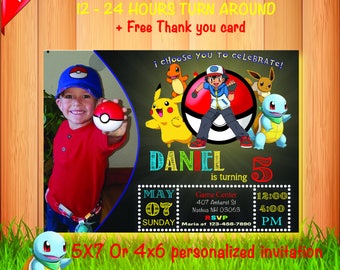 Pokemon Invitation. Pokemon Birthday Invitation. Pokemon Birthday Card. Pokemon Party. Pokemon GO Invitation. Pikachu Invitation, Pokemon