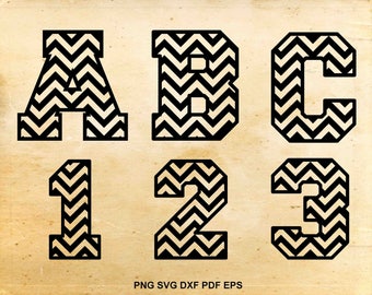 Chevron font svg, Chevron monogram, Chevron letters, Chevron numbers, Chevron alphabet svg, Files for Cricut, Cut files for Silhouette Cameo