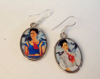 Frida Kahlo Earrings Frida Kahlo Drop Earrings Las Dos Fridas Frida Kahlo Jewelry Earrings Handmade Dangle Earrings Mexican Jewelry
