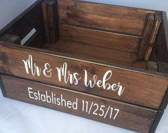 Rustic wedding keepsake box, personalised handmade wedding box, wedding crate, wedding storage, wedding card storage, rustic box storage