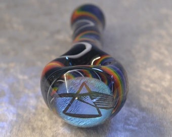 Pink Floyd Dark Side of the Moon Black & White Prism Refraction to Rainbow Dichroic Image Art Piece