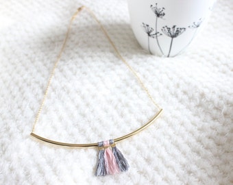 Collier Chaîne Réglable Or Rose Avec Pendentif Perle à Pompons - Titane - Neuf étiquettes