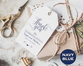Navy Blue Wedding Thank You - Editable Thank You- Printable Wedding -Wedding Favor Tags - Downloadable wedding #WDH8121097