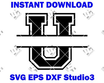 Varsity Split Monogram Alphabet Font - Cutting File SVG, EPS, DXF, Studio3 - Cricut, Silhouette Cameo Studio - Make The Cut-Download