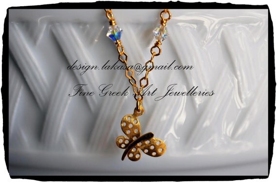 Butterfly Bracelet Sterling Silver Gold-plated Fine Jewellery Swarovski crystals in chain Lakasa e-shop Best Ideas Gift for friends & lover