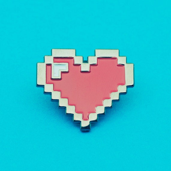 1up Pixel Heart Pin Badge Valentine Heart Pin Badge Enamel 7944