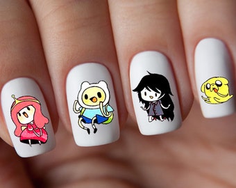 Nail Art Transfers Stickers Water Slide Decals Labels Tattoos Trendy Fashion Popular Style Adventure Time Cartoons Christmas 2017 2018