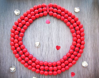 Housewarming gift Vintage coral necklace red coral necklace red wood necklace red wedding chunky necklace Red bead necklace tribal necklace
