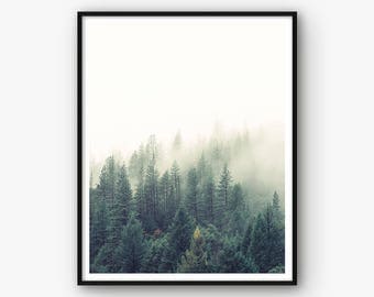 Forest Print, Nature Print, Forest Photography, Nature Photography, Forest Wall Art, Nature Landscape, Mist Forest, Fog Forest, Nature Decor