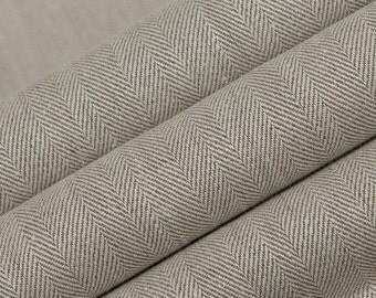 Belgium Linen Fabric by the yard Herringbone Oatmeal Color