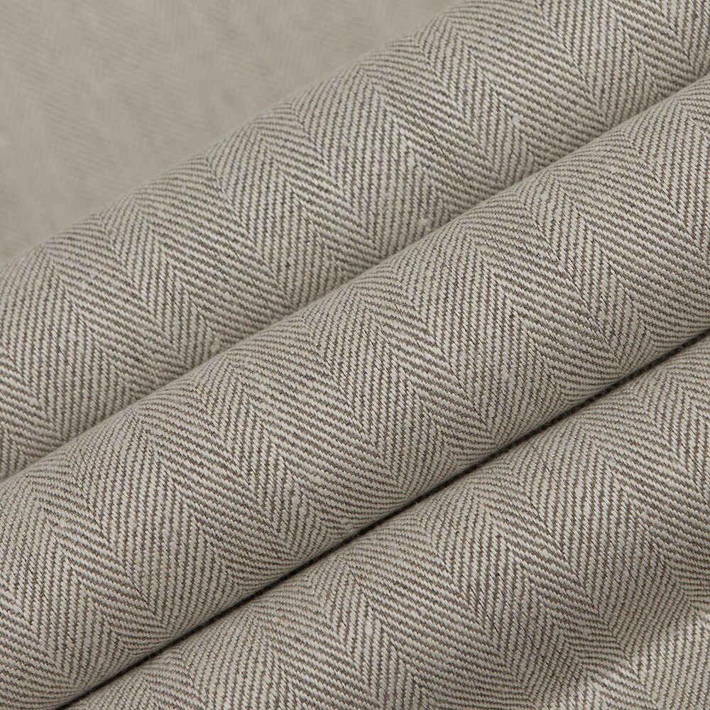Belgium Linen Fabric by the yard Herringbone Oatmeal Color