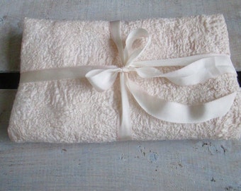 Nuno felt Baby Blanket, One of a Kind, Baby Gift, Soft, Luxurious,Silk, Merino Wool, Peaches and cream, Stroller cover, Car seat cover