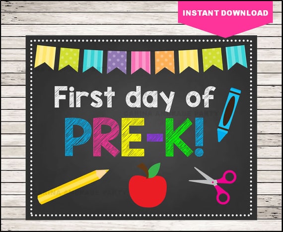 50% OFF PRE-K 2017 Sign First day of school sign printable