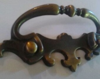 Set of 2 1968 Antique Brass Drawer Pulls
