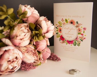 Personalised Catholic wedding mass booklet - Floral Modern