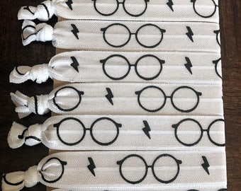 5/8" Fold Over Elastic Harry Potter Themed Hair Ties, Set of 8, Harry Potter Elastic, Harry Potter Gift Set, Harry Potter Fold Over Elastic