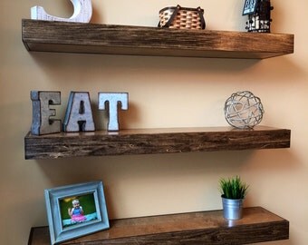 Wood Floating Shelf 24", Custom Wood Floating Shelves, Handmade Shelf, Floating Shelf, Mantel, Fireplace, Home Decor, Long Shelf, On Wall
