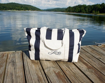 LAKE30 'Weekend' Lake Bag - Oversized Striped Cotton Canvas