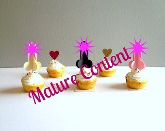 Bachelorette Cupcake Toppers, Penis Cupcake Toppers, Bachlorette Cupcake Picks