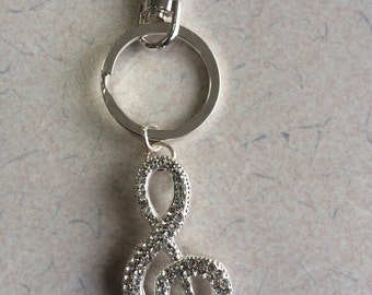 Music Note treble clef jeweled key chain