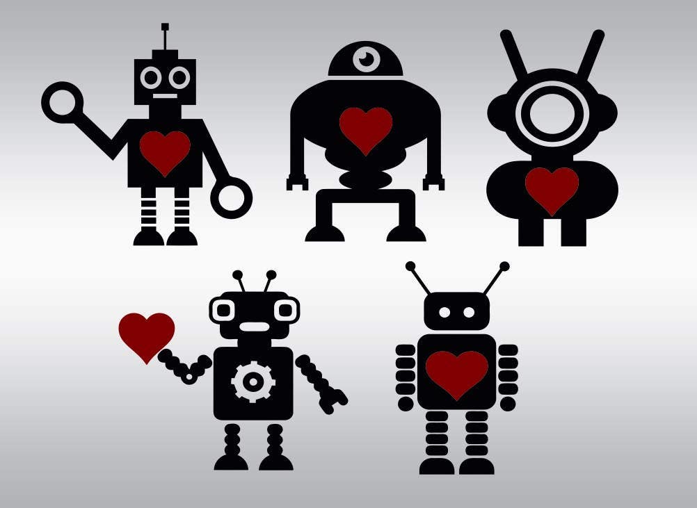 Download Robots boy heart valentine SVG Clipart Cut Files Silhouette