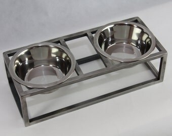 Modern Pet Feeder - Elevated Dog Bowl, Modern Cat Bowl, Double Wire Feeding Stand, Rised Pet Feeder, Modern Disign,