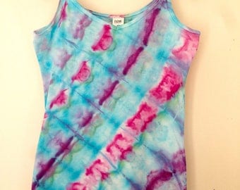 Blue and Pink Ice Dyed womens singlet