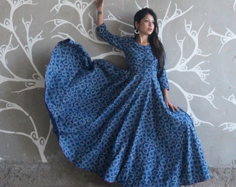 Indigo cutout maxi dress