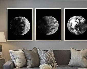 Moon Wall Art moon phases art minimal art black and white moon art moon Moon Wall Art moon phases art minimal art black and white moon art moon