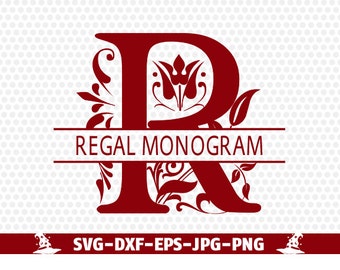Split Regal Monogram Font SVG Collection - Split Monogram Alphabet DXF - Letter Clipart - Files for Silhouette Cameo or Cricut