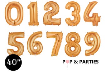 SHIPS FAST - Giant Gold Number Balloons, Gold Balloons, Gold Decorations, Giant Number Balloons, Gold Party Decorations - Any Number